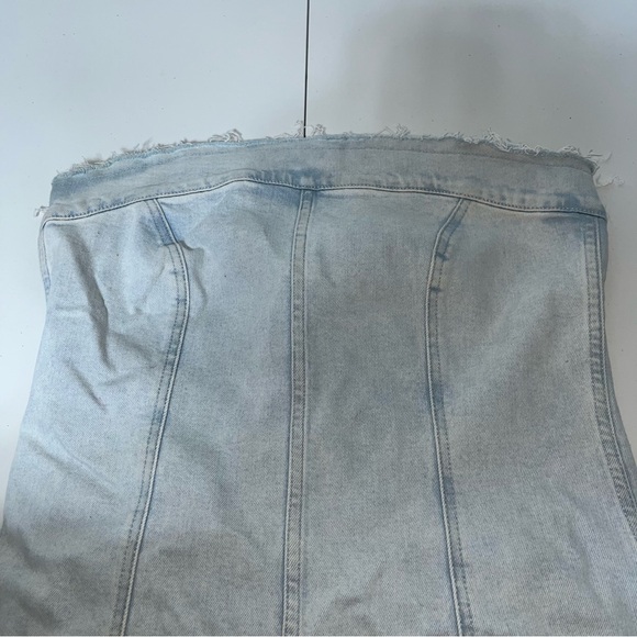 Good American Mini Tube Dress in Light Compression Denim sz Large (3 in GA Size) - Picture 12 of 13